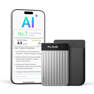 Plaud Note Pro AI Voice Recorder, Transcribe & Summarize with AI, App Control, Note Taker for Meetings & Calls, Supports 112 Languages, Ultra-Slim w/InstantView Display, Case Included, Silver