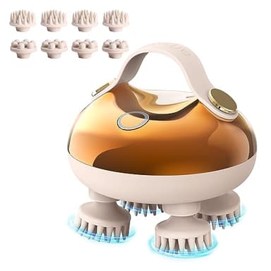 arboleaf Electric Scalp Massager Head Massager Scalp Stress Relax, 5 in 1 Kneading 128 Massage Nodes, Waterproof Hair Massage with 8 Removable Claws Cat Scratcher, Gift for Dad Mom