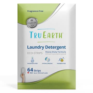 Tru Earth Platinum - Heavy Duty Laundry Detergent Sheets - Up to 128 Loads (64 Count), Fragrance Free - Ultra-Concentrated - Eco-Friendly Laundry Sheets