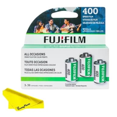 Fujifilm Fujicolor 400 Color Negative Film 35mm Roll Film, 3x36, Multiple Packs - BuzzPhoto Bundle