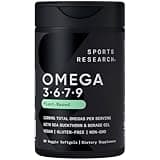 Sports Research® Vegan Omega 3-6-7-9 - 1200 mg of Multi-Spectrum Omega Fatty Acids Certified Non-GMO Formula with Sea Buckthorn & Borage Oil - 90 Veggie Softgels