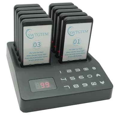 Restaurant Pager System,2624-3280 ft Long Range Restaurant Vibrating Buzzers with Beeping,Vibration,Flashing,10 Pagers for Food Truck, Church, Cafe,Nursery,Bars