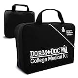 DormDoc College First Aid Kit – Compact Emergency Medical Kit for Dorm Rooms, School, Sports – with Bandages, OTC Medicines for Relief, Gauze, Quick Care Set – Portable Health Kit - 175 PCS, Black