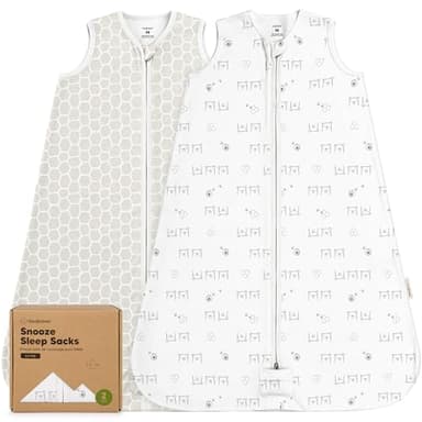 2-Pack Baby Sleep Sacks,Zipper Wearable Blanket - 0.5TOG Organic Cotton,Lightweight,Soft Cozy Toddler Sleeping Sack 6-12 months,Easy to Wear Large Newborn Transition Swaddles Sleepsacks(BumbleBear, M)