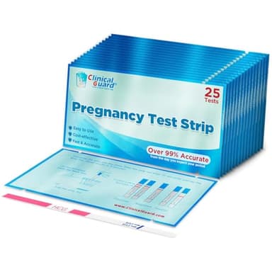 Clinical Guard 25 Pregnancy Tests Strips - Sensitive & Accurate Measurement Within 5 mins - Early Detection Pregnancy Test Strip - Easy to Use for Home Tests - HCG Test Strip