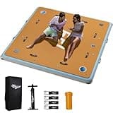 Inflatable Floating Dock | Buiit-in Cup Holders | | Action Camera Mount | 12mm EVA Non-Slip Foam Deck | Floating Docks for Lakes, Pools, Boats | Inflatable Dock Platform | 7×7 FT Square