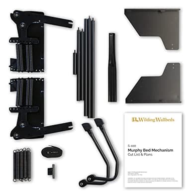 Wilding Wallbeds Murphy Bed Mechanism Hardware Kit (Universal Size Fits King, Queen, Full, & Twin) Spring Lift, Heavy Duty Powder-Coated Steel Vertical Wall Mount, DIY Wallbed, Supports Up to 2,000lbs