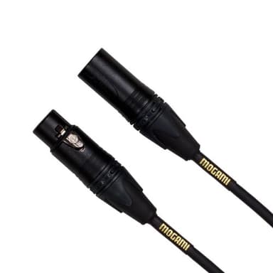 Mogami Gold Studio 03 XLR to XLR Quad Conductor Patch Cable 3 feet with Gold Contacts, XLRM-XLRF Connectors, Pro Audio Noise-Free