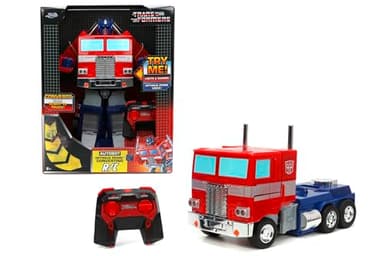 Jada, Radio Control Transformers Optimus Prime Convertible 34 cm, 2 Channel 2.4 GHz RC Truck, Light and Sound, Moves in All Directions, Transforms into Robot, +8 Years (9333521314R00)