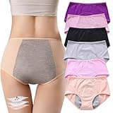 ZJHTK 6Pcs Cotton Incontinence Underwear for Women, Middle Waisted Panties for Women over 60, Reusable Protective Briefs,XXL Multicolor