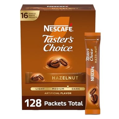 Nescafe Taster's Choice Instant Coffee Beverage, Hazelnut, 16 count (Pack of 8)