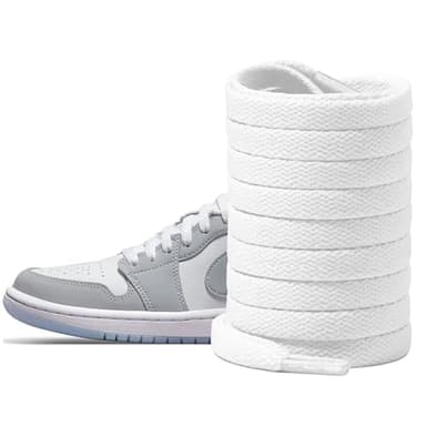 UamGlsob Cotton Shoe Laces for Sneakers, Athletic Shoe Strings Replacement Laces for Air Jordan 1/2/3/4/5/6/7/8 Basketball Sneaker Tennis Running (White, 54"/140cm)