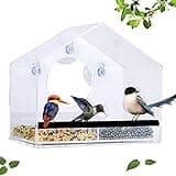 JDS Squirrel Proof Bird Feeder - Clear Bird Feeders for Window - Wild Bird Feeders with Seed Tray - 1 Set