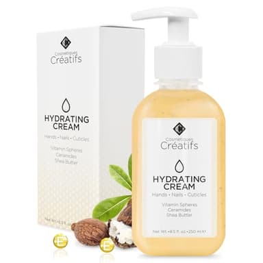 Cosmétiques Créatifs Moisturizing Hand Cream for Dry, Cracked Hands, Nails and Cuticles - 8.5 fl. oz. - Anti-Aging Skin Moisturizer with Vitamin E, Shea Butter, and Ceramides