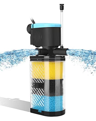 AquaMiracle Aquarium Filter 3-Stage in-Tank Filter Internal Fish Tank Filter Turtle Filter for 10-40 Gallon Fish Tanks with Dual Water Outlet & Aeration