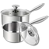 MICHELANGELO 2 Piece Stainless Steel Saucepan Set - 1Qt & 2Qt, Premium German Technology Sauce Pans, Induction Compatible 18/10 Stainless Steel
