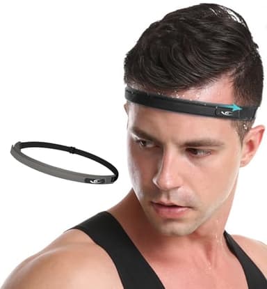 HiRui Sports Silicone Sweatband, Headband with Sweat-Guiding Channels Away From Eyes, Soft and Flexible, Universal Fit with Elastic Strap, Helmet-Compatible (Translucent Black (1PCS))