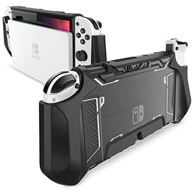 Mumba Dockable Case for Nintendo Switch OLED 2021, Blade Series TPU Grip Protective Cover Accessories Compatible with 7 Inch and Joy-Con Controller (Black)