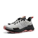 NORTIV 8 Womens Lightweight Hiking Shoes Quick Laces Outdoors Sneakers, Grey Pink - 8 (SNHS239W)