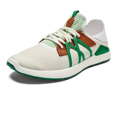 OLUKAI Manele Men's Golf Shoes, Spikeless Golf Shoes, Water & Stain-Resistant, Cushioned Midsole & Contoured Footbed, All-Day Comfort & Lightweight, 12, White/Bamboo