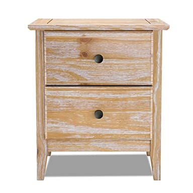 Grain Wood Furniture Greenport 2-Drawer Bedroom Nightstand, Solid Wood with Brushed Driftwood Finish