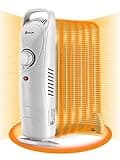 JASUN Oil Filled Radiator Heater with Adjustable Thermostat, Mini Portable Space Heater 700W for Indoor Use, Overheat Safety, Quiet Work, White
