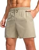 Soothfeel Men's Athletic Running Shorts with Zipper Pocket 5 Inch Quick Dry Tennis Gym Workout Shorts for Men(Khaki, X-Small)