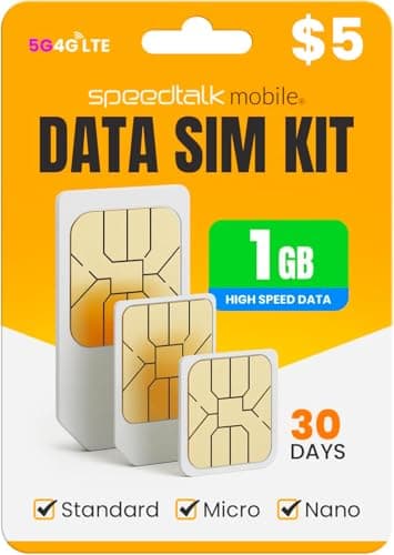 SpeedTalk Mobile Data Only SIM Card Kit - 1GB 4G LTE WiFi Hotspot MiFi Modem Internet Router | Pay As You Go No Contract | 3 in 1 Simcard - Standard Micro Nano | USA Domestic & International Roaming