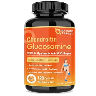 NATURE TARGET Glucosamine Chondroitin - Joint Supplement for Women & Men, Plus MSM, Collagen, Shellfish Free, 120 Counts