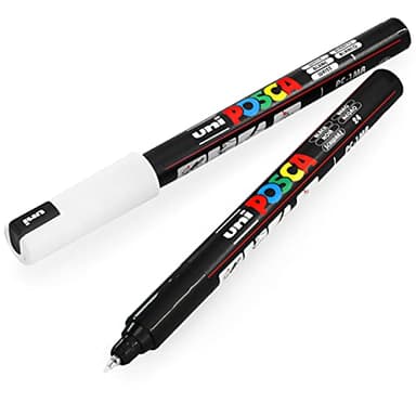 POSCA Uni PC-1MR 0.7mm Paint Marker - Black and White (Pack of 2)