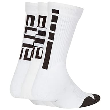 Nike Elite Crew Socks 3-Pair (Little Kid/Big Kid) White/Black MD (5-7 Big Kid Shoe, 6-10 Women Shoe, 6-8 Men Shoe)