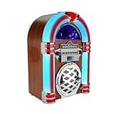 Victor VDTJ-1550 Broadway Desktop Bluetooth CD Jukebox Speaker with FM Radio, Multicolor LED Lighting, and Aux Input – Perfect for Retro-Style Music Streaming and Ambient Lighting