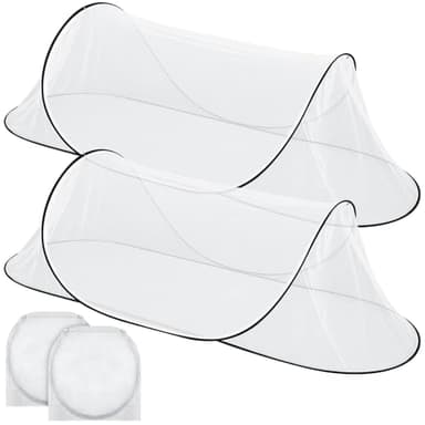 Vincreem 2 Pcs Large Pop up Mosquito Tent Portable Foldable Mosquito Bug Net for Bed Camping Travel Patio Outdoor 78 * 31 * 22 Inch Bug Netting Mesh Tent Canopy for Adults Bedroom, White