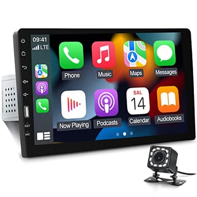 9inch Single Din Touchscreen Car Stereo Compatible with Apple Carplay and Android Auto, Bluetooth Car Radio with Backup Camera