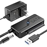 CLAVOOP SATA to USB Adapter with Power, USB 3.0 to SATA External Hard Drive Cable for 2.5" 3.5 inch SSD/HDD Up to 20TB Converter with 12V 24W DC Adapter Supply Support UASP Seagate WD Hitachi Toshiba