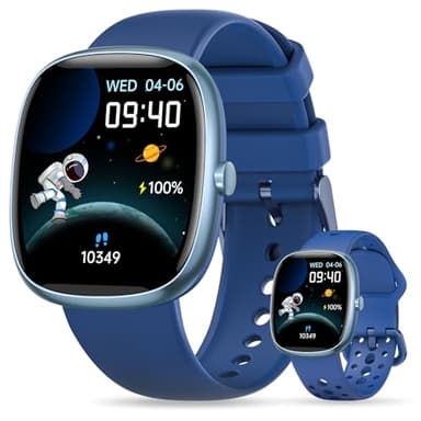 Smart Watch for Kids Girls Gift: No APP No Phone Needed Watch with Heart Rate Sleep Monitor Pedometer, Music Player, Alarm Clock & Timer, 20 Games, Camera-Birthday Gifts for 4-16 Year Olds Boys Blue