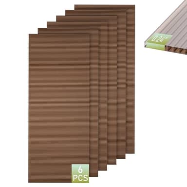 Bezseller 6 Pack 5'x2' Polycarbonate Greenhouse Panels, 0.24" Twin-Wall Sheets, UV Resistant & Weatherproof Clear Roofing for Greenhouse,Gazebo Roofing and Outdoor Projects