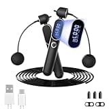 Cordless Jump Rope with Counter, 2 In 1 Weighted Ropeless Skipping Rope for Kids Women Men, Adjustable Digital Smart Jump Ropes for Fitness Workout Boxing Speed Training Crossfit Home Gym