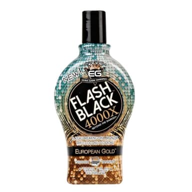 European Gold Flash Black 4000X Indoor Tanning Lotion with Time-Release DHA Bronzers, 12 oz