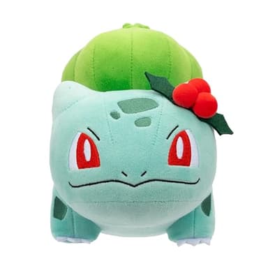Pokémon 2025 8" Bulbasaur Holiday Christmas Plush with Holly Accessory- Officially Licensed - Generation 1 Starter - Stuffed Animal Toy Figure - Stocking Stuffer Gift Kids, Boys, Girls - 2+