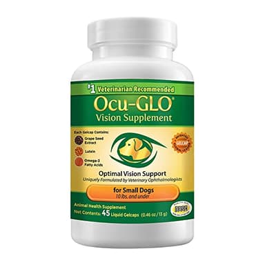 Ocu-GLO Vision Supplement for Small Dogs by Animal Necessity with Lutein, Omega-3 Fatty Acids, Grape Seed Extract and Antioxidants to Promote Eye Health in Dogs, 45ct Liquid Gelcaps