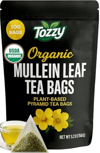 Tozzy Organic Mullein Tea – 100 Count, Plant-Based Pyramid Tea Bags