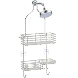 SMARTAKE Hanging Shower Head Caddy, Rustproof Bathroom Shower Room Shelf Organizer, SUS201 Stainless Steel Over The Shower Storage Rack, for Toilet, Silver