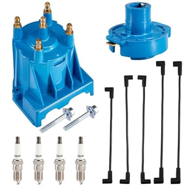 Tune Up Kit Distributor Cap, Rotor, 4X Spark Plugs, 5X Spark Plug Wires Compatible with 3.0L 4cyl Mer-Cruiser Engines Made by General Motors with Delco EST Ignition Systems, #811635Q2 816761Q14