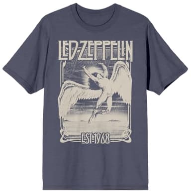 Bioworld Led Zeppelin Est 1968 Men's Washed Blue Jean Short Sleeve Tee XXL