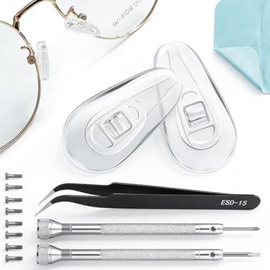 PFDHQS 5-Pairs Silicone Eyeglass Nose Pads, Pressure-Reducing Air Chamber Design | Screw-in Style Glasses Nose Pads Replacement Kit, Anti-Slip & Easy Install, Fit for Most Eyeglasses & Sunglasses