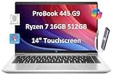 HP Latest ProBook 445 G9 Business Laptop (14" FHD Touchscreen, AMD Ryzen 7 5825U, 16GB RAM, 512GB SSD, 8-Core (Beats i7-1165G7)) FP, Webcam, Ethernet, Wolf Pro Security, Win 11 Pro, Silver