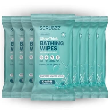Extra Large Bath Wipes for Adults No Rinse - 80 Disposable Body Cleansing Cloths for Men, Women & Elderly - Great for Gym, Camping, Post Surgery