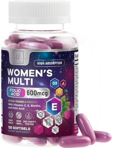 Multivitamin For Women - Complete Daily Woman's Multivitamins with Biotin, Calcium, Folic Acid, Iron, Zinc, Vitamin A, C, D, E & B Vitamins, Women's Hair Skin and Nails Supplements - 120 Softgels