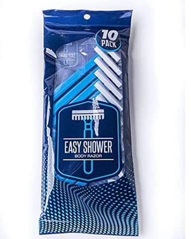 Easy Shower Disposable Body Razor for Men (10 Pack) - Sensitive Body Razors/Blades (Blue)